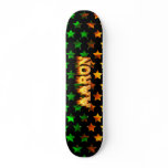 Aaron skateboard fire and flames design.
