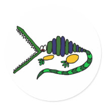 AB- Funky Crocodile Art Round Stickers