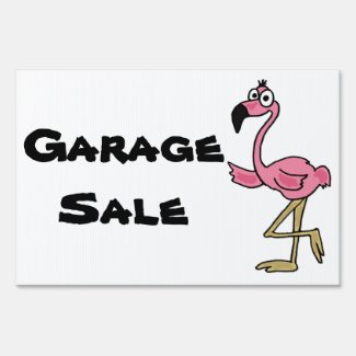 AB- Pink Flamingo Garage Sale Yard Sign