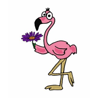 AB- Pink Flamingo with a Purple Daisy T-shirt zazzle_shirt
