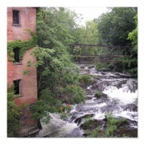 Abandoned Building, Bridge and Stream Poster posters