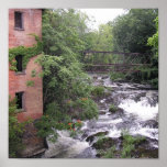 Abandoned Building, Bridge and Stream Poster posters