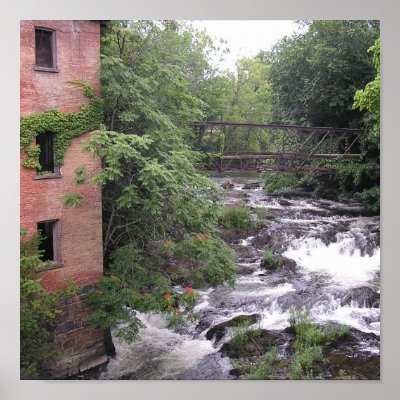 Abandoned Building, Bridge and Stream Poster by EveryThingCreative
