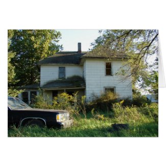 Abandoned House and Car card