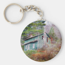 Abandoned House and Truck Digital Art Key Chain