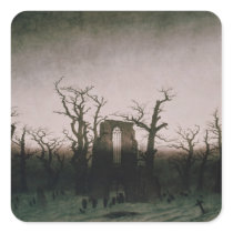 Abbey in the Oakwood, 1810 Square Stickers