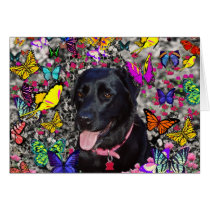 Abby in Butterflies - Black Lab Greeting Cards
