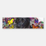 Abby in Butterflies - Black Lab Dog Bumper Stickers