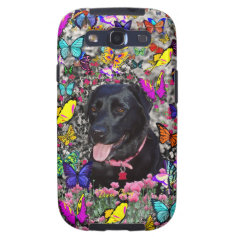 Abby in Butterflies - Black Lab Dog Galaxy SIII Covers
