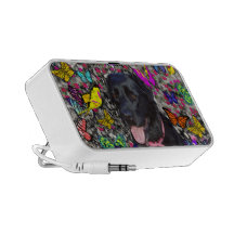 Abby in Butterflies - Black Lab Dog Mini Speakers