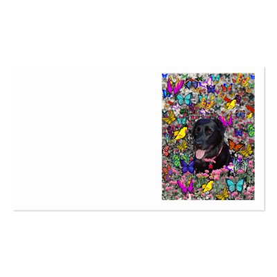 Abby in Butterflies – Black Lab in Butterflies Business Card Template by DianeClancyAnimals