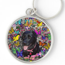 Abby in Butterflies – Black Lab in Butterflies Key Chain