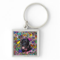Abby in Butterflies – Black Lab in Butterflies Key Chain