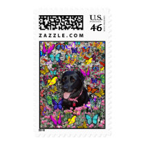 Abby in Butterflies – Black Lab in Butterflies Postage