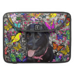 Abby in Butterflies - Black Lab Macbook Pro Sleeves