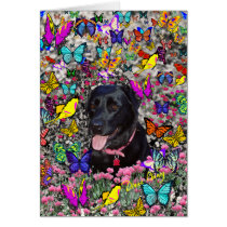 Abby in Butterflies Card - Black Labrador