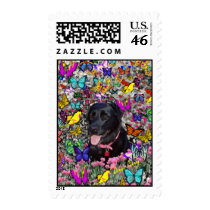 Abby in Butterflies Postage - Black Labrador postage
