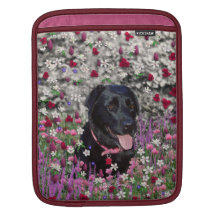 Abby in Flowers – Black Lab Dog iPad Sleeves