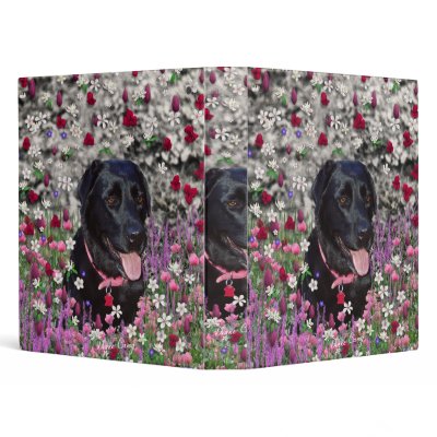 Abby in Flowers – Black Lab in Flowers Vinyl Binders by DianeClancyAnimals