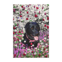 Abby in Flowers – Black Lab in Flowers Canvas Print