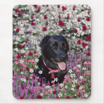 Abby in Flowers – Black Lab in Flowers Mousepads