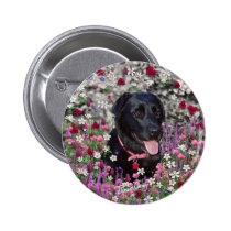 Abby in Flowers - Black Labrador Button buttons