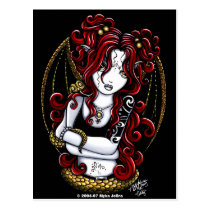 myka jelina, red haired fairy, tattoo faerie, golden serpant, gothic fantasy, art, Postcard with custom graphic design