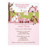 Abby's Farm Animal Baby Shower GIRL PINK AFC Personalized Invite