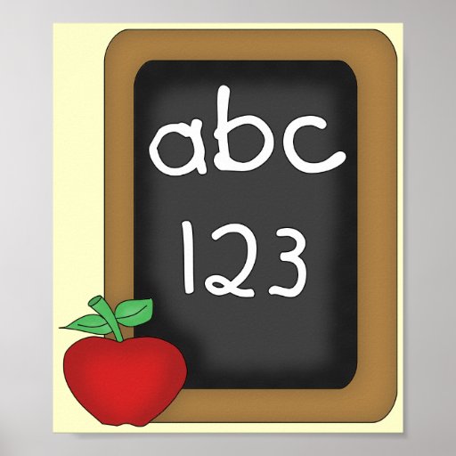 Abc 123 Chalkboard Posters Zazzle