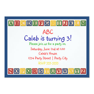 Abc Birthday Invitations