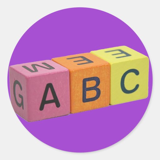 ABC Alphabet Blocks Round Sticker Zazzle