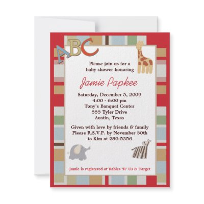 ABC Alphabet Soup Striped Baby Shower Invitation by allpetscherished