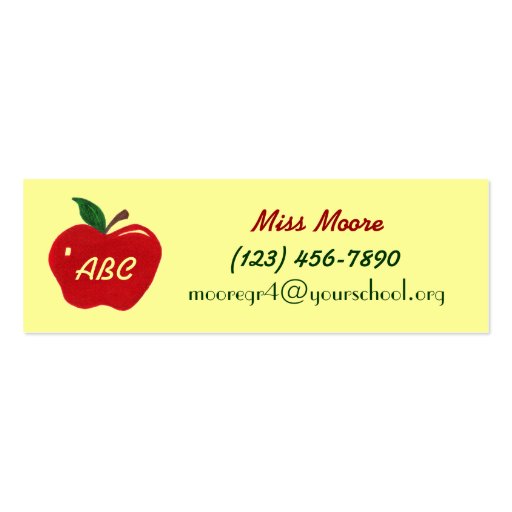 ABC - Apple Customizable Teacher - Business Card (front side)