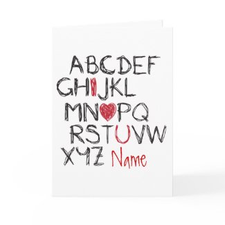 ABC I Heart You Personalised card