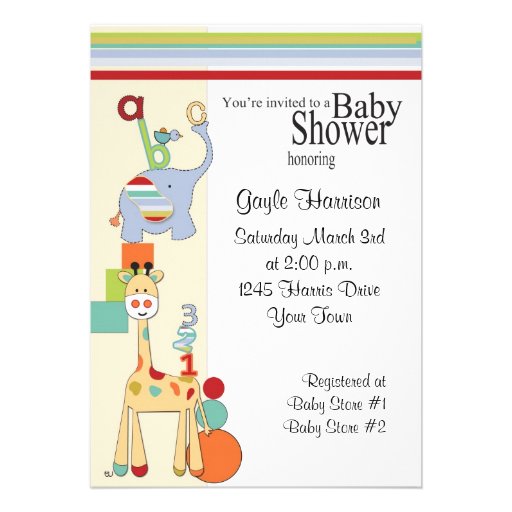 abc saffari baby shower invitation