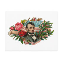 Abe Lincoln Garland Flag Postcard
