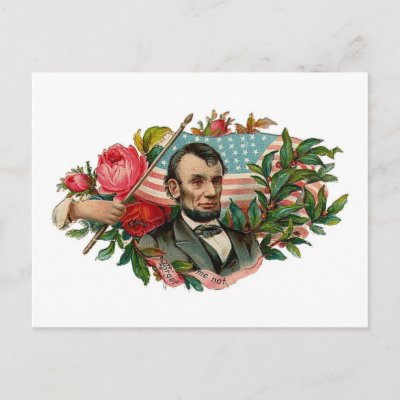 Abe Lincoln Garland Flag Postcard
