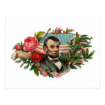 Abe Lincoln Garland Flag Postcard