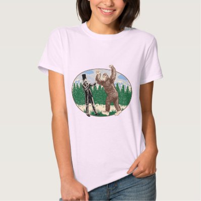 ABE LINCOLN: SASQUATCH HUNTER - Funny Bigfoot Logo T Shirt
