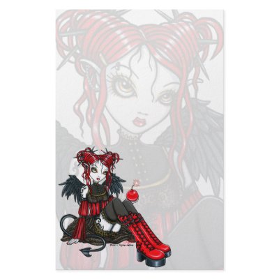 "Abigail" Gothic Fairy Cherrybomb Angel Stationery by mykajelina