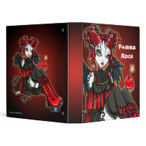 abigail, fairy, gothic, faery, red, rock, fire, hot, goth, dark, angel, fantasy, art, myka, jelina, faerie, fae, Binder with custom graphic design