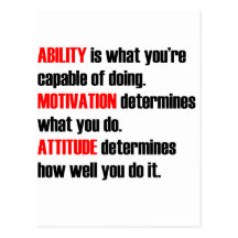 ability motivation attitude post card