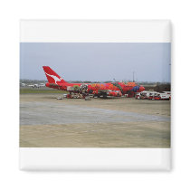 Aboriginal art, Quantas 747, Kingsford Smith Airpo Fridge Magnet