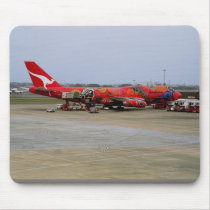 Aboriginal art, Quantas 747, Kingsford Smith Airpo Mousepad