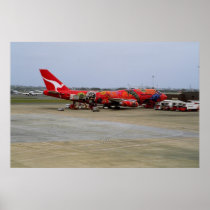 Aboriginal art, Quantas 747, Kingsford Smith Airpo Posters