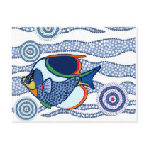 Aboriginal Dot Art Fish-01 Post Cards