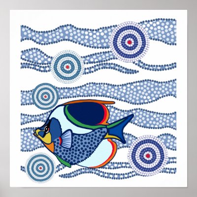 Aboriginal Dot Art Fish-01 Poster by ArtbyJean