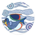 Aboriginal Dot Art Fish-01 Round Sticker