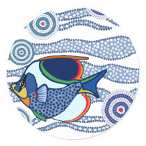 Aboriginal Dot Art Fish-01 Round Sticker