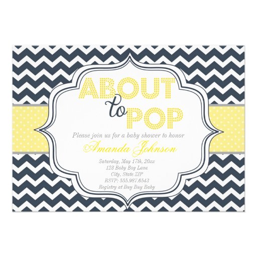 About to Pop Chic Chevron Baby Shower Invitation